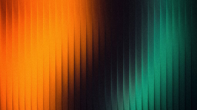 Abstract background with vertical stripes in orange and green gradient with noise texture