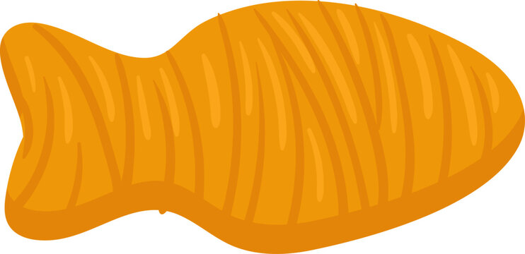 Crunchy fish shaped cracker on a white background, representing snack time