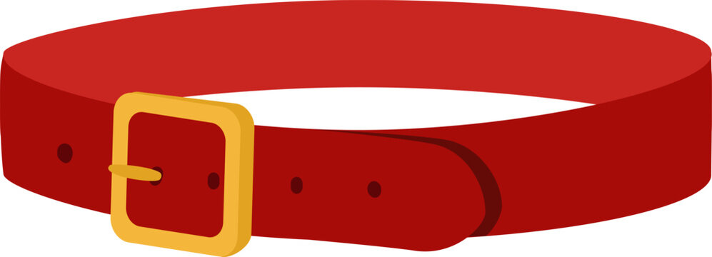 Red belt featuring a golden buckle, symbolizing Christmas and holiday celebration