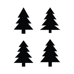 Obraz premium Four Black Silhouette Christmas Trees in Symmetrical Grid Pattern