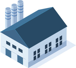 Fototapeta premium Isometric factory building illustration showing manufacturing operations and environmental impact