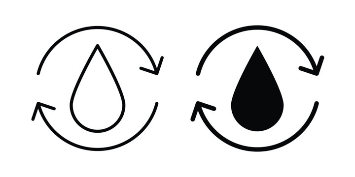 Water recycling icon design. Editable Stroke. Isolated on white background