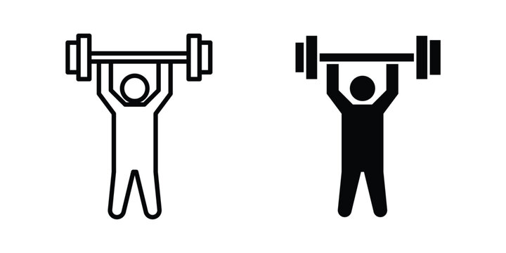 Weightlifter icon design. Editable Stroke. Isolated on white background