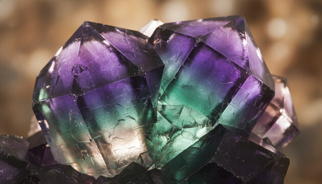 Raw Fluorite gemstone crystals with perfect natural octahedron geometry
