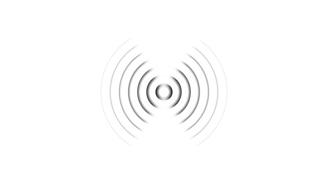 Abstract neon circle radio waves looping background. Abstract neon radio waves signal.Radio wave signal, radar concept.Abstract circuit 4k animation technology white background