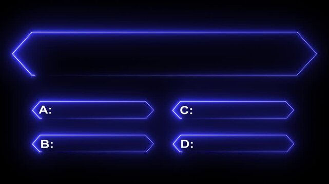 MCQ ABCD Option Frame Box Animation for Adobe Stock: Multiple Choice Quiz Template, Education & Presentation Graphics.