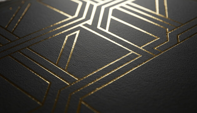 Hot gold foil stamping debossed on thick matte black cotton paper