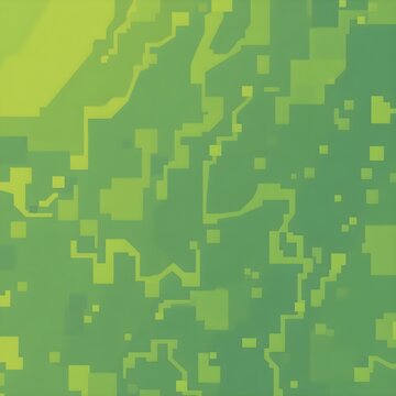 Abstract digital camouflage pattern in shades of green, pixelated geometric texture for military or gaming design background