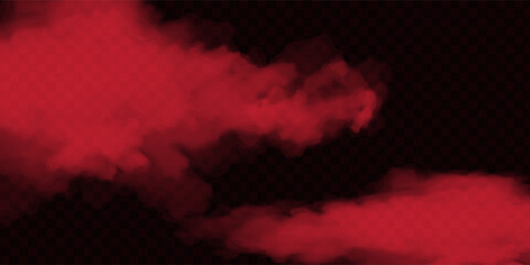 Realistic long red smoke or haze, overlay effect on a transparent background. Hot fire and flame, magic fog, vapor. Abstract vector illustration © muhammad