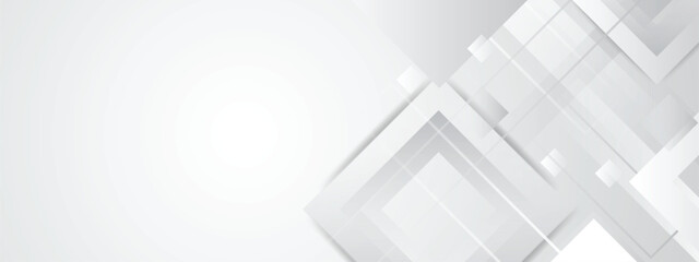 Fototapeta premium Simple White and Gray Geometric Background with Abstract Shapes and Elegant Layout for Modern Business Pitch Deck and Web Banner.