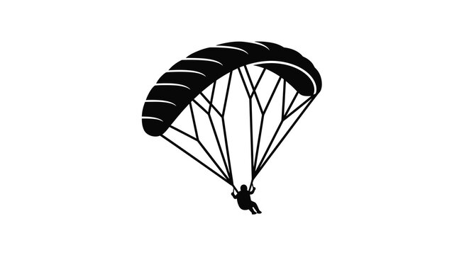 Paraglider with pilot in flight black silhouette high quality professional