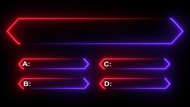 MCQ ABCD Option Frame Box Animation for Adobe Stock: Multiple Choice Quiz Template, Education & Presentation Graphics.