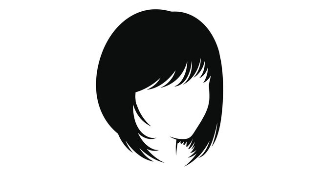 woman s hairstyle silhouette with short layered hair black and white silhouette