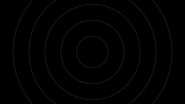 Abstract sound wave visualization with concentric circles ripple effect on dark background representing audio signal transmission frequency oscillation and wave motion