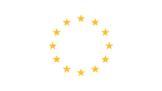 Twelve golden stars arranged in a perfect circle on a clean background Vector