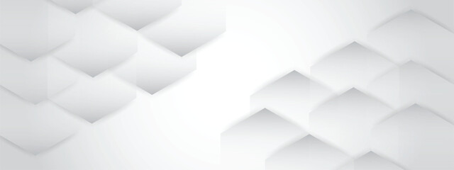 Obraz premium Clean White Minimalist Geometric Banner Set with Modern Abstract Shapes for Tech Industry Web Header and Corporate Presentation.
