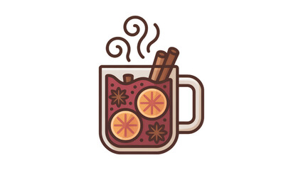 Warm spiced coffee mug with cinnamon sticks and orange slices steaming on a cozy surface Vector © MST AKHLIMA 
