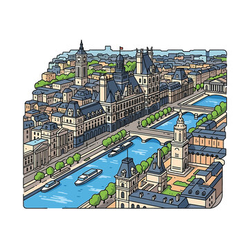 Paris Cityscape River Seine Buildings.