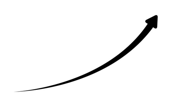 Animated upward white arrow symbolizing business growth and success, created in 4K resolution with alpha channel for flexible overlay use in presentations and videos