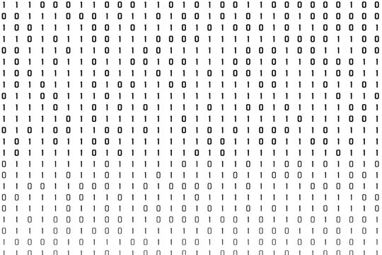 Binary code background with repeating zeros and ones, representing digital data and information technology