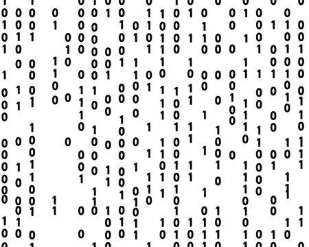 Binary code background with ones and zeros, digital data stream, matrix style, isolated on transparent background