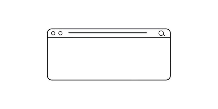 Minimalist web browser interface with search bar and navigation buttons, line art vector illustration