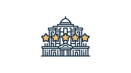 Fototapeta premium Minimalist vector illustration of iconic government building with flags Vector
