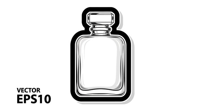 Vector illustration of a perfume bottle with a black outline and white background.