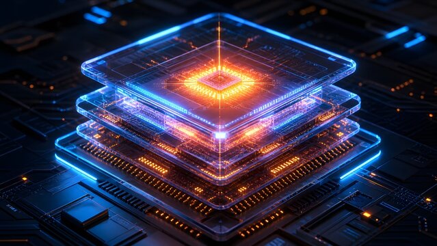High Energy Glowing Layered AI Microchip Processor