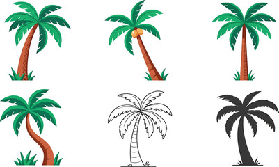 Fototapeta premium collection of palm trees in various styles and colors