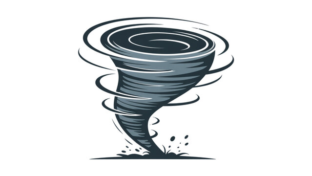 Black and white tornado or waterspout swirling over water Vector