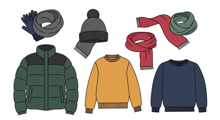Collection of winter clothing items. © Pak
