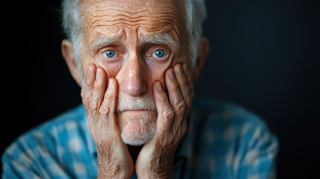 An elderly man reflects deeply with a worried expression, illustrating the complexities of aging, life's challenges, and the emotional weight carried over the years.