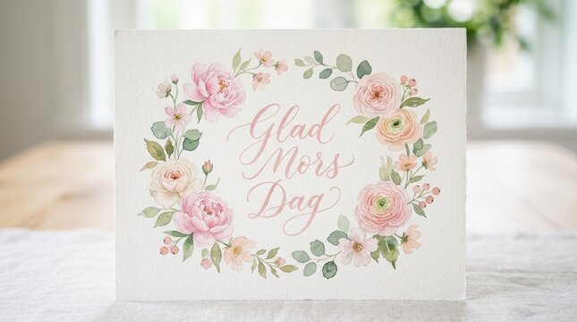A delicate Mother&rsquo;s Day composition featuring elegant Swedish lettering &ldquo;Glad Mors Dag&rdquo;
