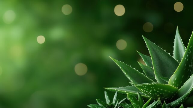 An attractive close-up of a vibrant aloe plant with sharp, pointy leaves, enhanced by a soft green background that adds depth and tranquility to the botanical scene.