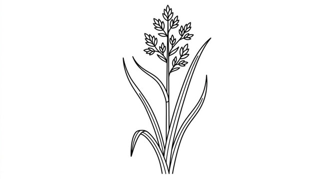 Cladium mariscus sawgrass outline botanical vector illustration minimal plant design isolated on white background