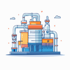 Fototapeta premium Modern Industrial Factory Building Illustration