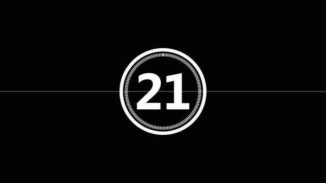 Countdown timer with white numbers on dark background for professional cinematic video production and motion graphics.