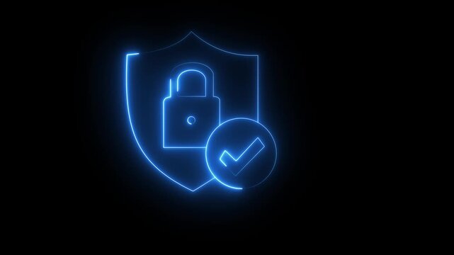 Animation of padlock shield protective shield lock guard barrier icon on background. Secure service, protect data, cyber shield, internet safety, firewall system, privacy concept.