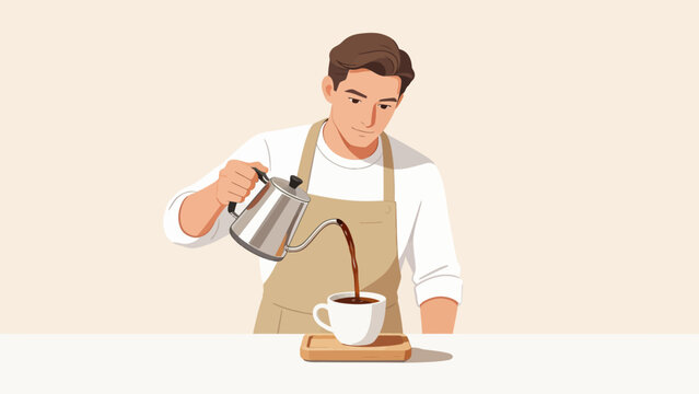 Barista pouring coffee into cup