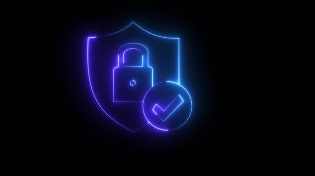 Animation of padlock shield protective shield lock guard barrier icon on background. Secure service, protect data, cyber shield, internet safety, firewall system, privacy concept.
