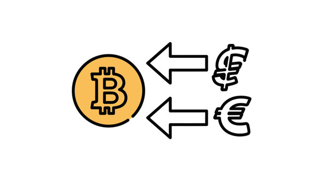 Bitcoin and Euro Cryptocurrency Exchange Concept with Arrows