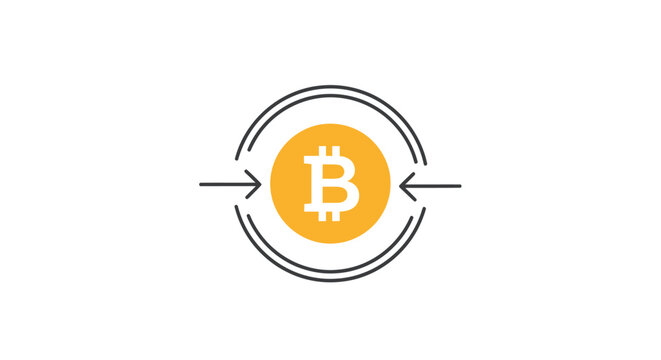 Bitcoin Cryptocurrency Exchange Icon with Arrows