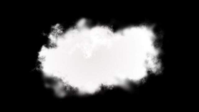Soft White Cloud Animation Expanding And Dissolving Isolated On  Black Background. Organic Flow And Detailed Edges. Transitions, Reveals, And Cinematic Effects