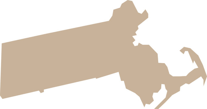 Massachusetts State Isolated Map Illustration Cartography Brown Illustration Vector.