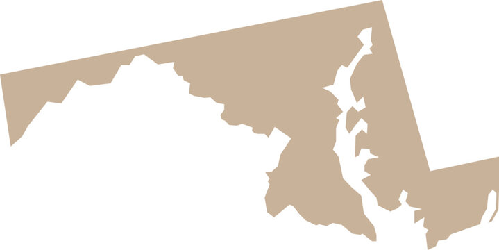 Maryland State Isolated Map Illustration Cartography Brown Illustration Vector.