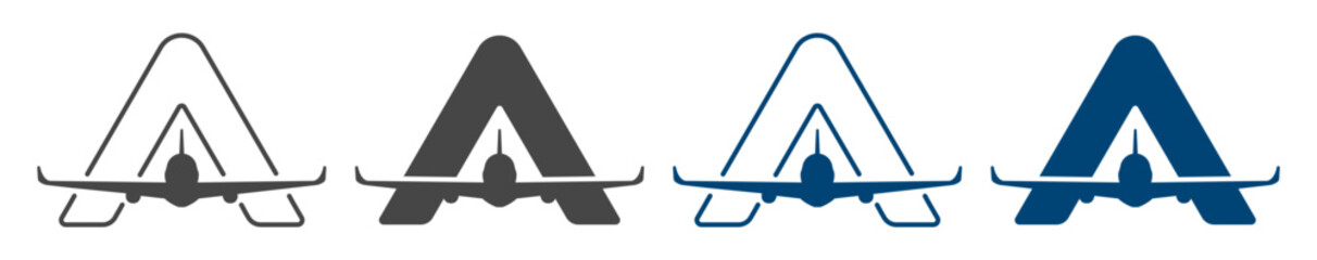 Airplane travel icon solid transport business flat flight aircraft plane © Pavlo
