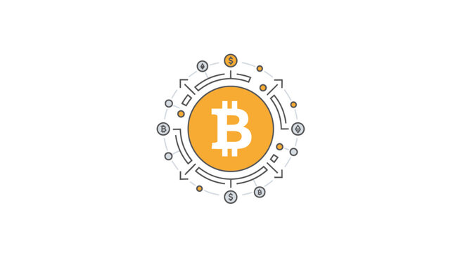 Bitcoin Cryptocurrency Digital Coin Icon Network Connection Technology Abstract