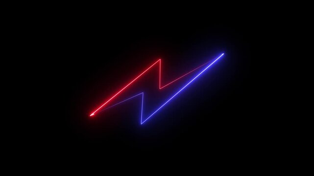 Neon glowing battery charging icon animation with neon circle. Neon battery icon concept. Charging power bank icon animation .Battery charging power icon animation on neon on black background..
