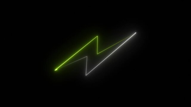 Neon glowing battery charging icon animation with neon circle. Neon battery icon concept. Charging power bank icon animation .Battery charging power icon animation on neon on black background..